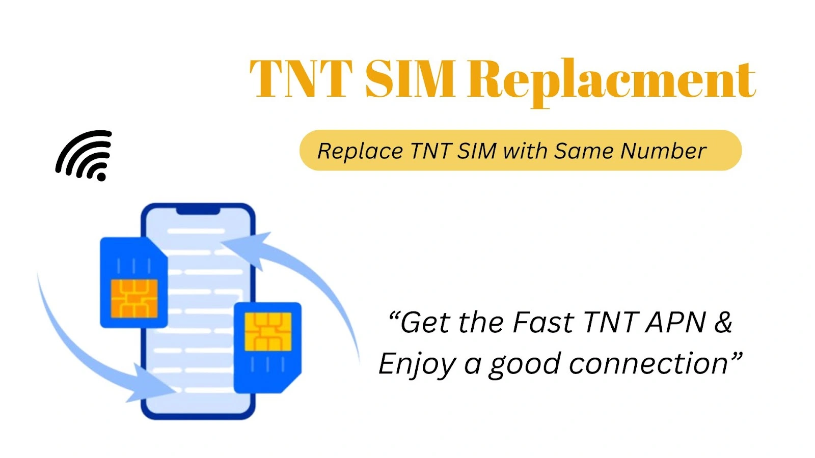 TNT SIM Replacement | Replace lost, damaged, or stolen SIM 1 TNT SIM replacement banner showing phone, SIM cards, arrows, and text Swap SIM with Same Number